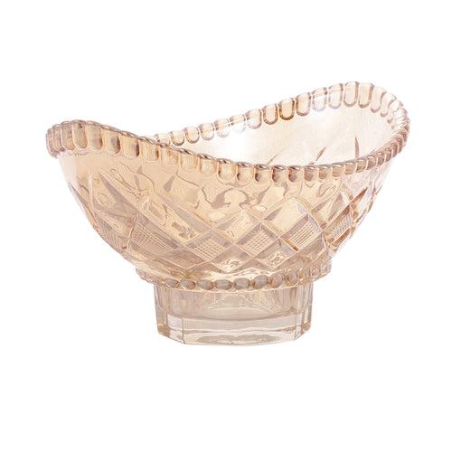 Checkered Boat Crystal Glass Serving Bowl