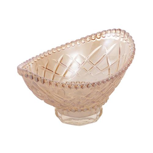 Checkered Boat Crystal Glass Serving Bowl