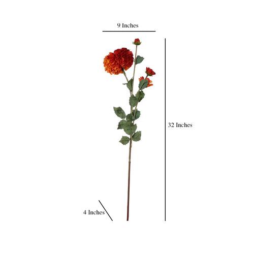 Orange Red Dahlia Faux Flower Stick (Single)