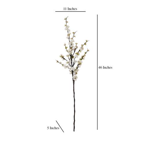 White Cherry Blossom Faux Flower Stick (Single)