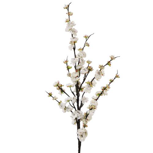 White Cherry Blossom Faux Flower Stick (Single)