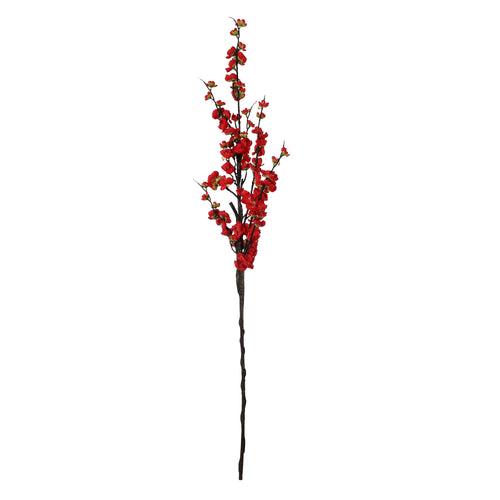 Red Cherry Blossom Faux Flower Stick (Single)