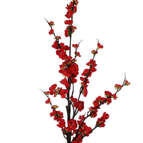 Red Cherry Blossom Faux Flower Stick (Single)