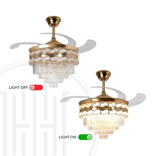 Opulent Cascade Crystal Chandelier Ceiling Fan with Remote Control