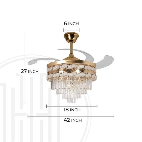 Opulent Cascade Crystal Chandelier Ceiling Fan with Remote Control