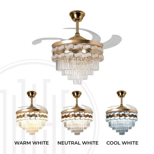 Opulent Cascade Crystal Chandelier Ceiling Fan with Remote Control