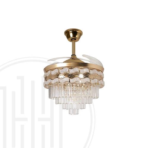 Opulent Cascade Crystal Chandelier Ceiling Fan with Remote Control