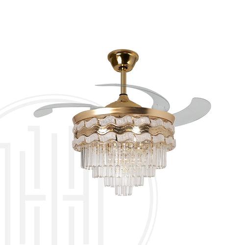 Opulent Cascade Crystal Chandelier Ceiling Fan with Remote Control