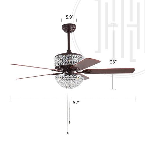 Crystal Zephyr Chandelier Ceiling Fan with Remote Control