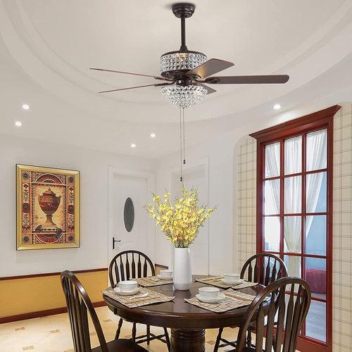 Crystal Zephyr Chandelier Ceiling Fan with Remote Control