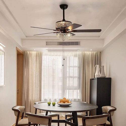 Crystal Zephyr Chandelier Ceiling Fan with Remote Control