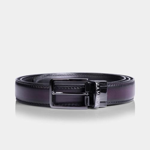 Beverly Reversible Two Tone Belt (Ch. Black / Oxblood)