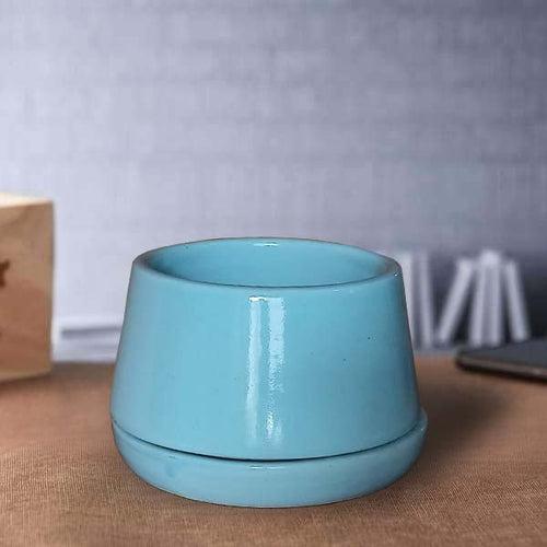 5 inch (12 cm) U Shape Ceramic Pot with Plate