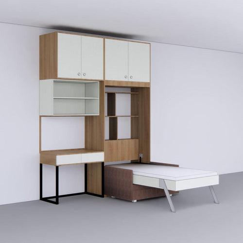 Single Vertical Bed with Sofa Storage, Loft & Table with Storage