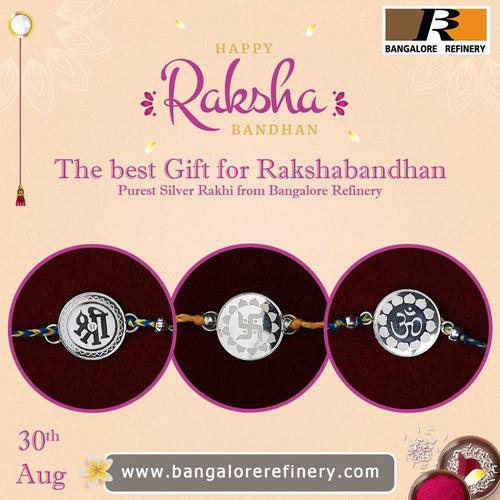 Swastik Silver Rakhi (999 Purity)