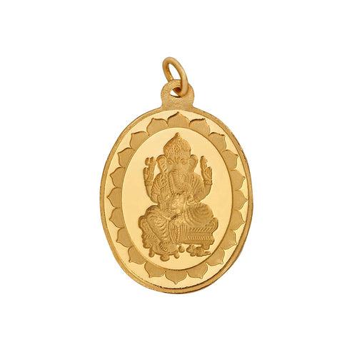 6.2 Gm Oval Ganesh 24k (999) Yellow Gold Pendant