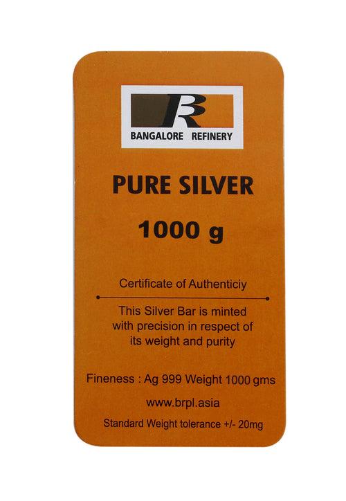 1000 Gram Silver Bar (999 Purity) 1kg