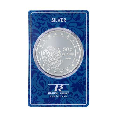 50 Gram Flower Silver Coin (999 Purity)