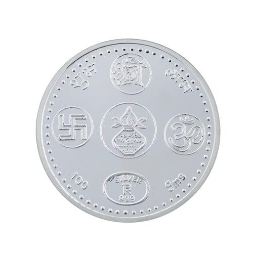 100 Gram Swastik / Kalash / Shree Silver Coin (999 Purity)