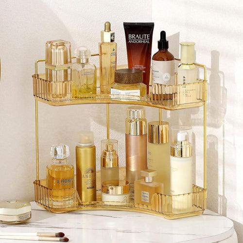 Two Tier Corner Cosmetic Storage Rack - Amber