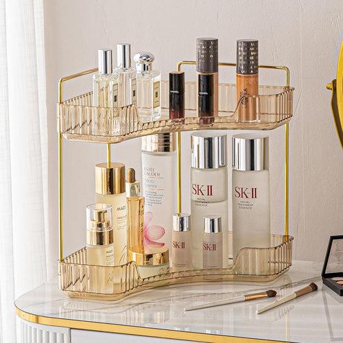 Two Tier Corner Cosmetic Storage Rack - Amber