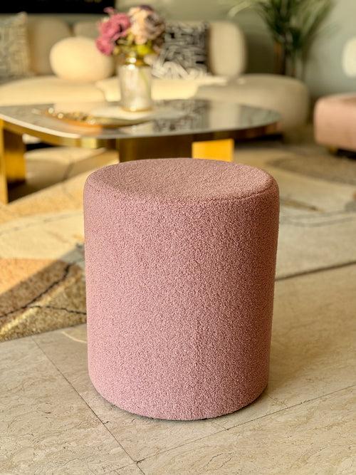 Bouclé Pouffe Blush Pink