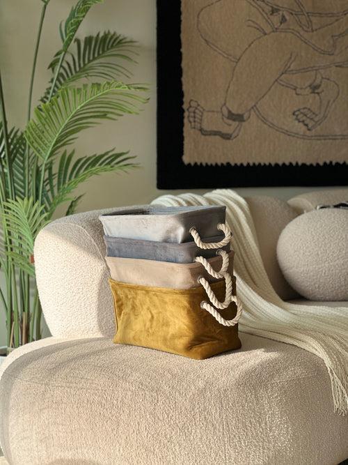 Willow Velvet Basket - Beige