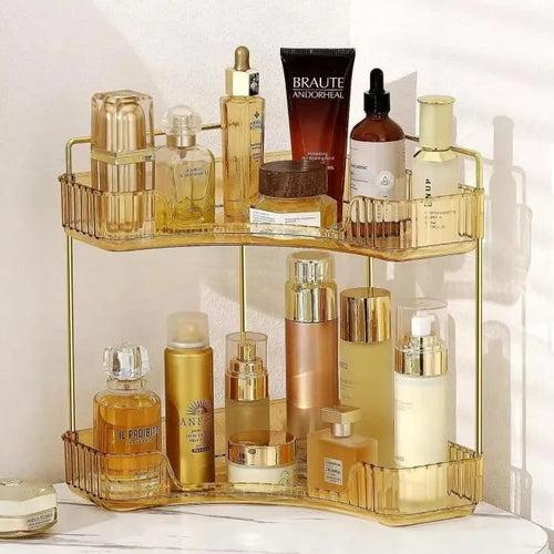 Two Tier Corner Cosmetic Storage Rack - Amber