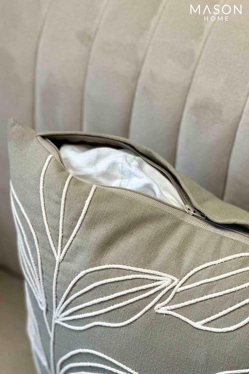 Sage Green & Cream Leaf Dori Cushion Cover