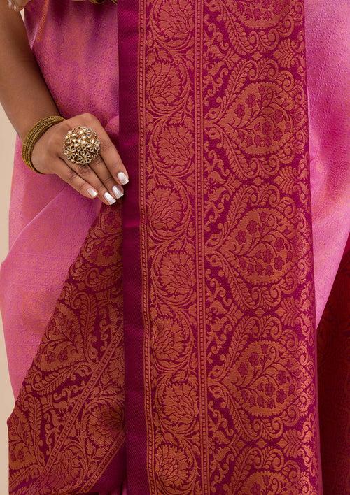 Pink Zariwork Soft Silk Saree