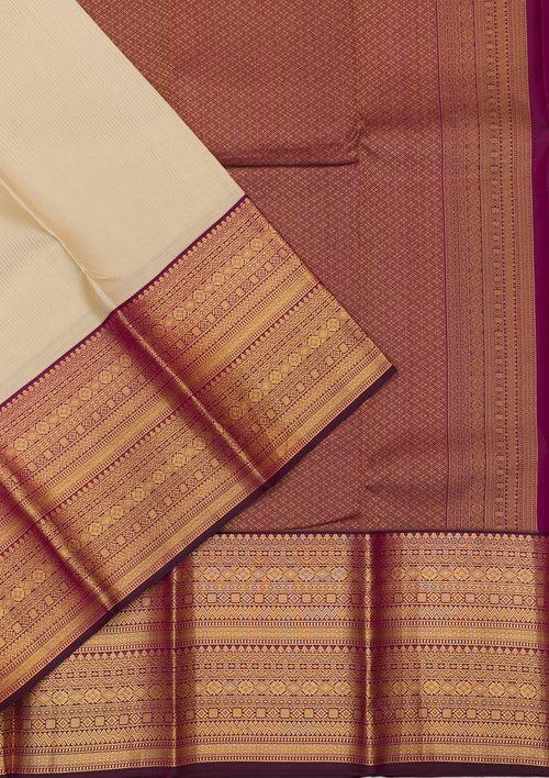 Cream Zariwork Pure Silk Saree