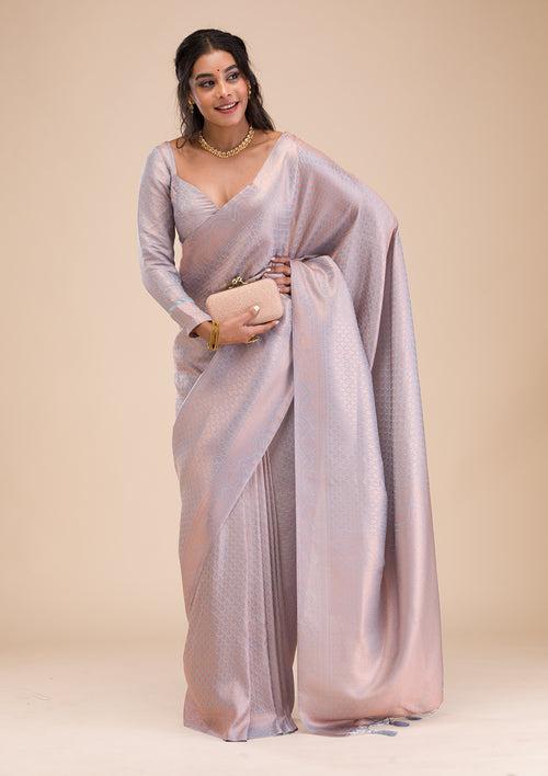 Grey Zariwork Soft Silk Saree