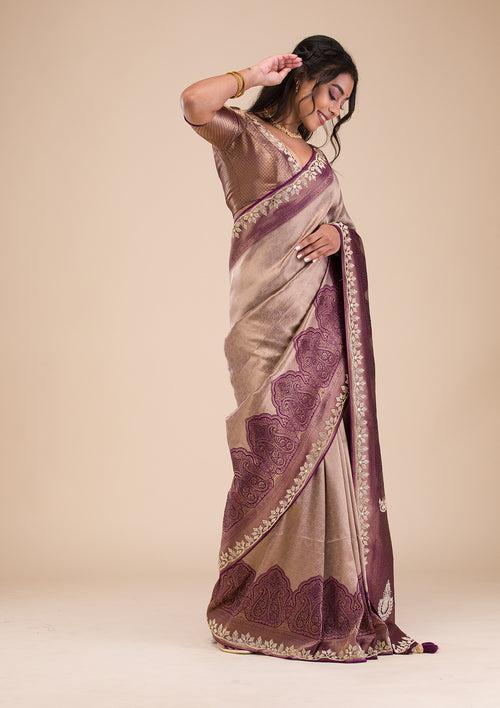 Lavender Stonework Soft Silk Saree