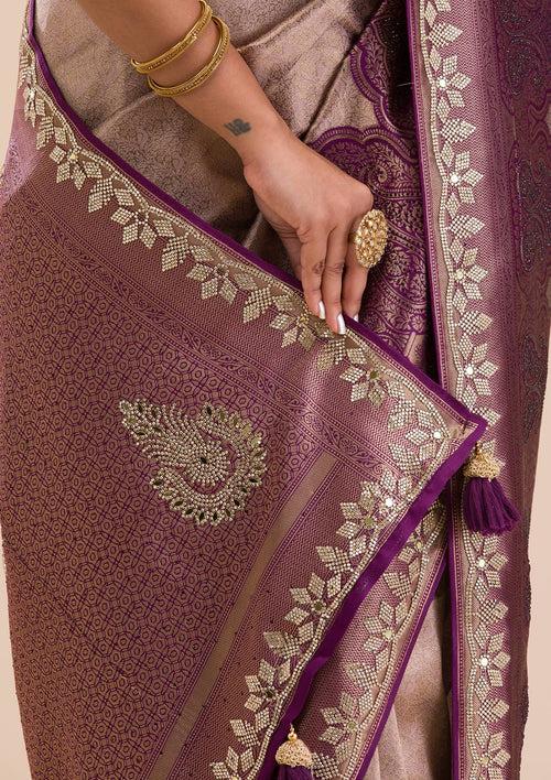 Lavender Stonework Soft Silk Saree