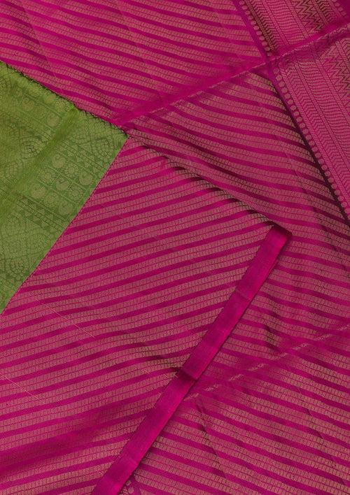 Leaf Green Zariwork Pure Silk Saree