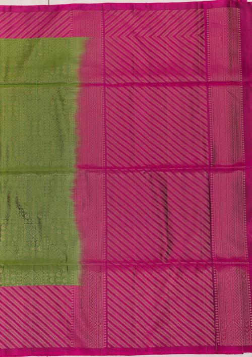 Leaf Green Zariwork Pure Silk Saree