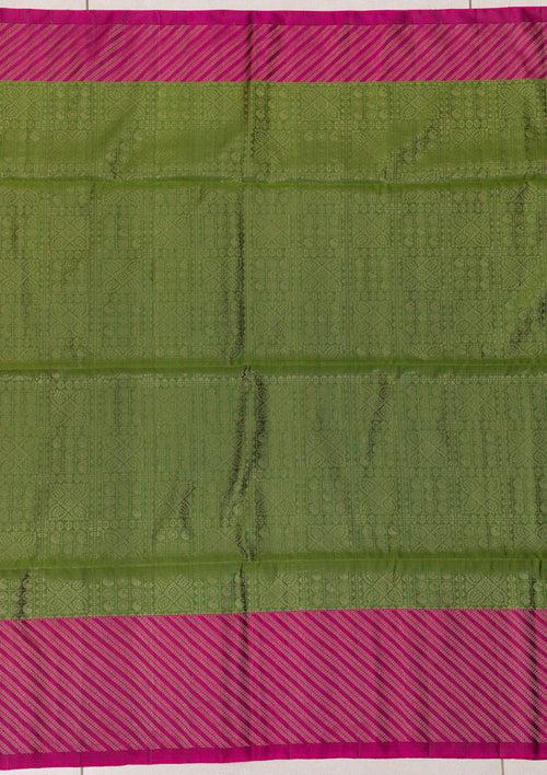 Leaf Green Zariwork Pure Silk Saree