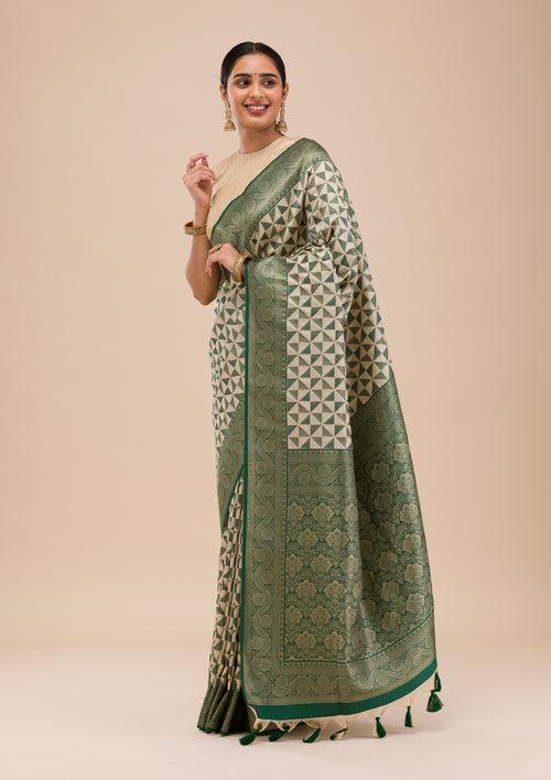 Leaf Green Zariwork Silk Saree