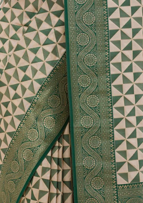 Leaf Green Zariwork Silk Saree