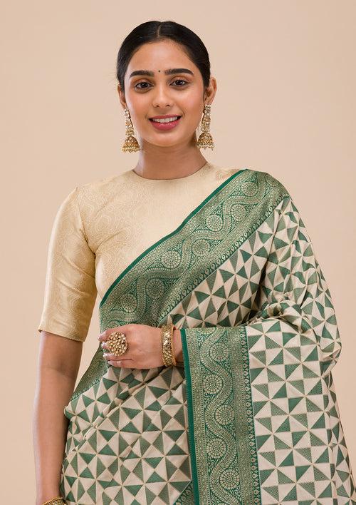 Leaf Green Zariwork Silk Saree