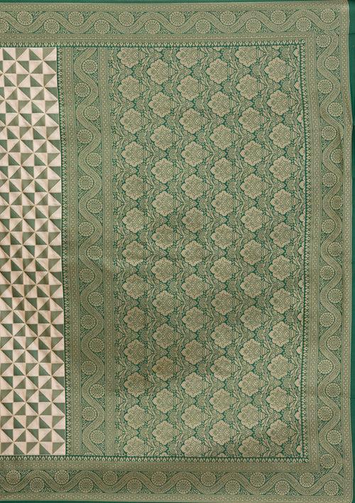 Leaf Green Zariwork Silk Saree