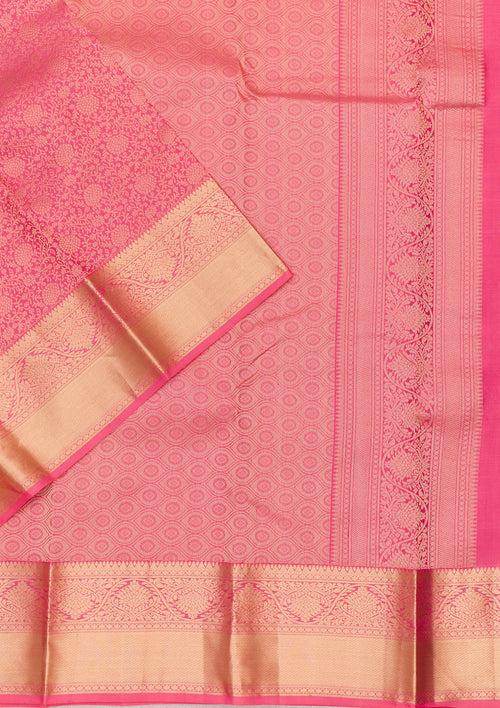 Onion Pink Zariwork Pure Silk Saree