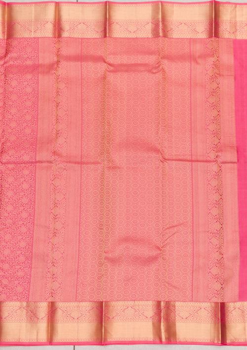 Onion Pink Zariwork Pure Silk Saree