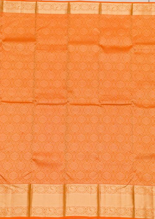 Orange Zariwork Pure Silk Saree