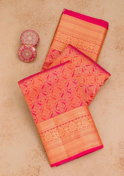 Orange Zariwork Pure Silk Saree