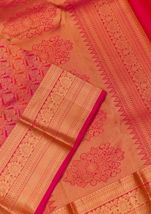 Orange Zariwork Pure Silk Saree