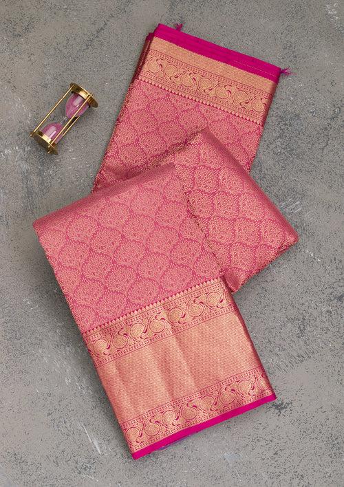 Pink Zariwork Pure Silk Saree