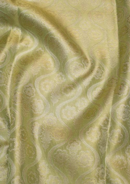 Pista Green Zariwork Pure Silk Saree