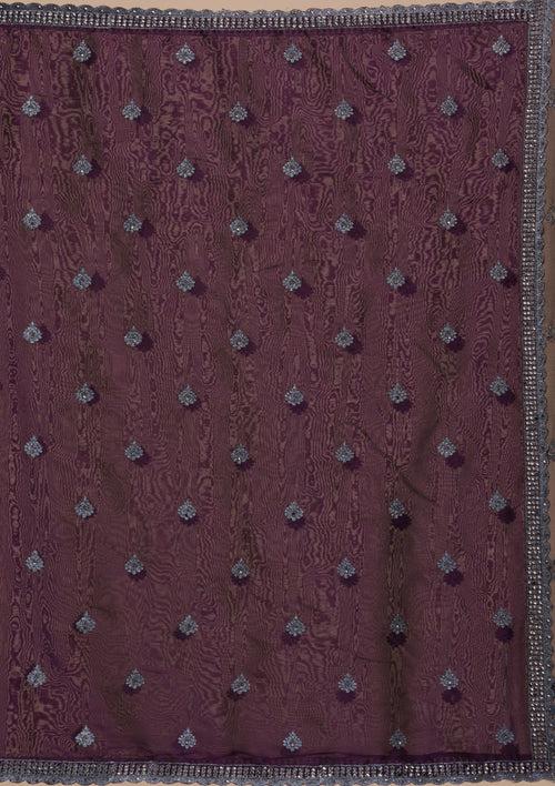 Purple Stonework Georgette Saree