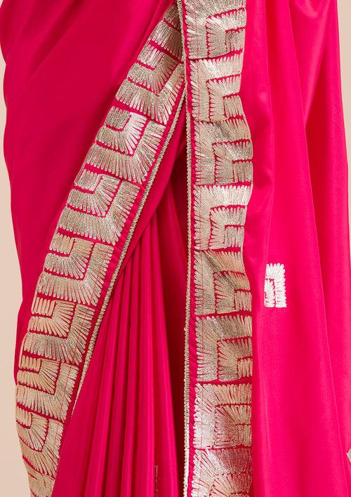 Rani Pink Gotapatti Semi Crepe Saree